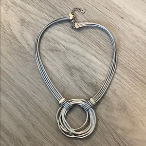 Silver Painted Cord Necklace